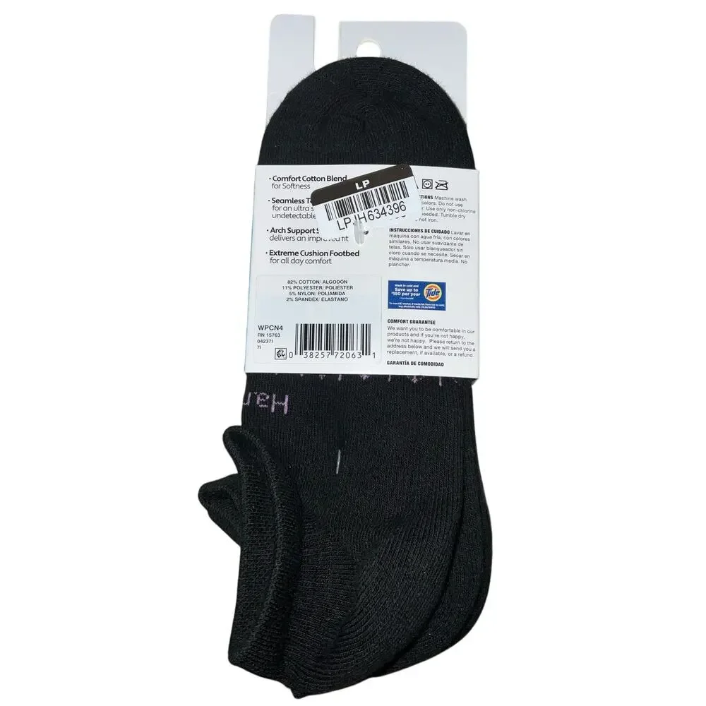Women’s Hanes Absolute Active Teal and Black No Show Socks 4pr Size 5-9